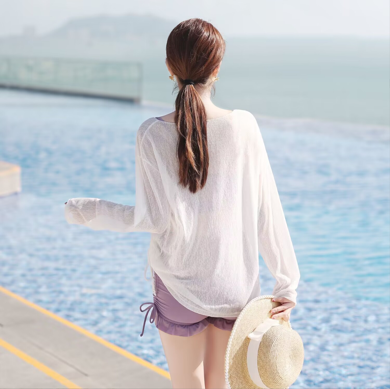 Bộ đồ bơi bikini nữ 2 mảnh kín đáo giấu bụng kèm áo khoác đi tắm biển, đi tập yoga, đi tập gym - B.49