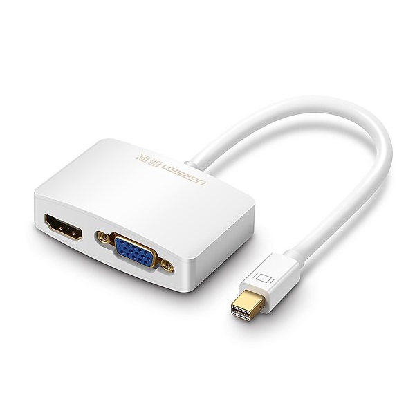 Cổng chuyển đổi MINI DISPLAY to VGA + HDMI ĐEN Ugreen 10427-15cm Hàng chính hãng