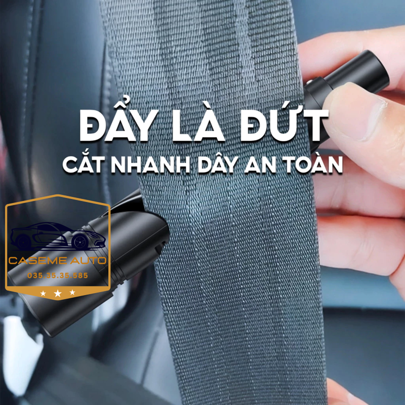 Búa thoát hiểm ô tô 4in1 – Phá kính, cắt dây an toàn, đèn pin LED, bảng số điện t hoại ẩn tiện lợi - Hàng Nhập Khẩu