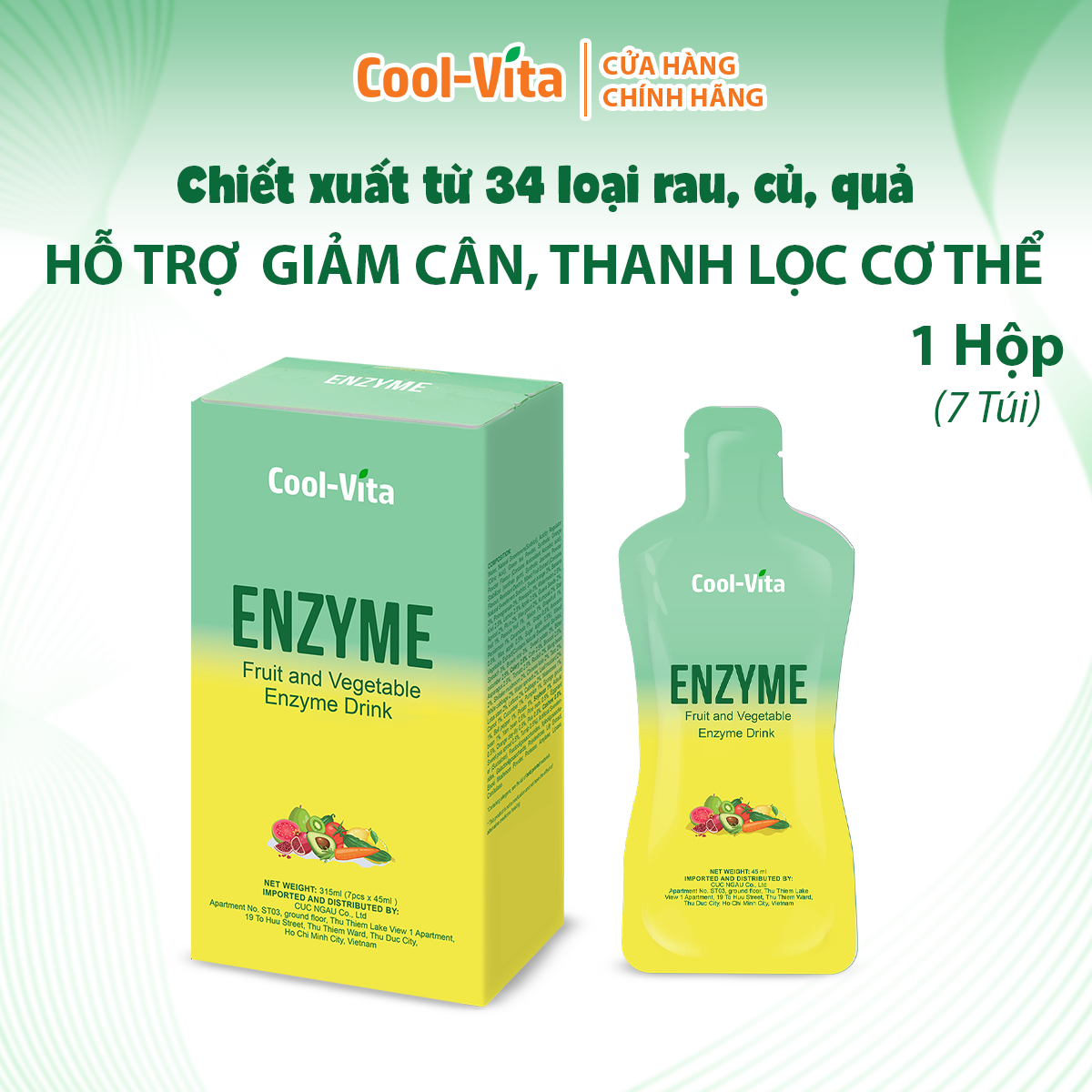 Nước Uống Enzyme Slimkeep Coolvita Giúp Thanh Lọc Cơ Thể Hỗ Trợ Giảm Cân Từ 34 Loại Rau Củ Và Trái Cây (45ml× 7 túi)/hộp