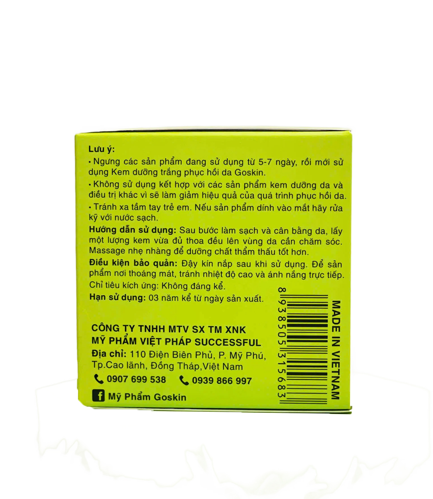 Kem Dưỡng Trắng Phục Hồi Da 30ml Goskin (Kem Lotion)