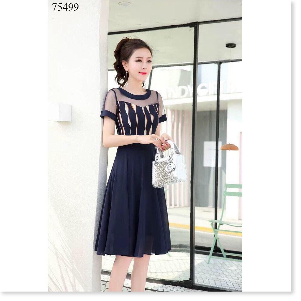 ĐẦM VOAN LỤA PHỐI SỌC CỰC ĐẸP