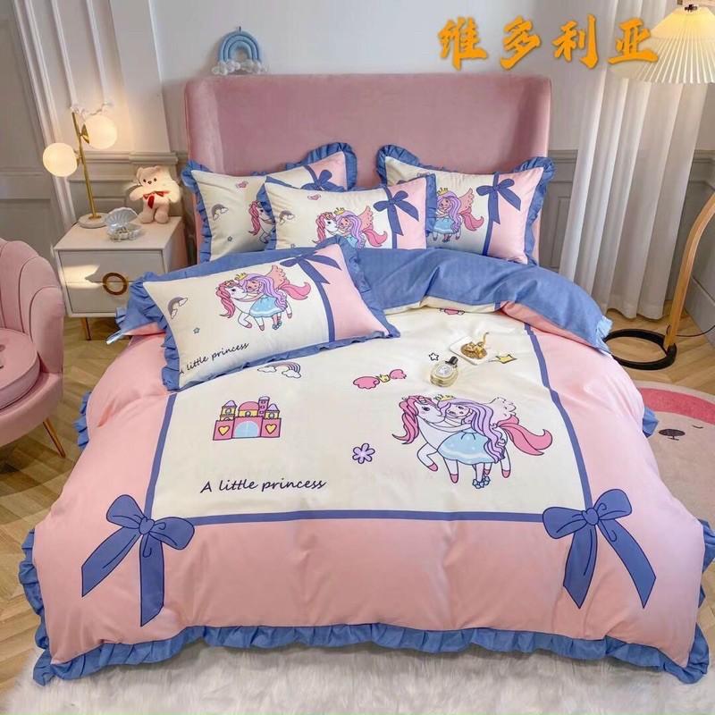 Set Chăn Ga Gối Cotton Pha Đũi Bèo Hàng Nhập Khẩu Cao Cấp 4 Món Nhiều Mẫu Bánh Bèo
