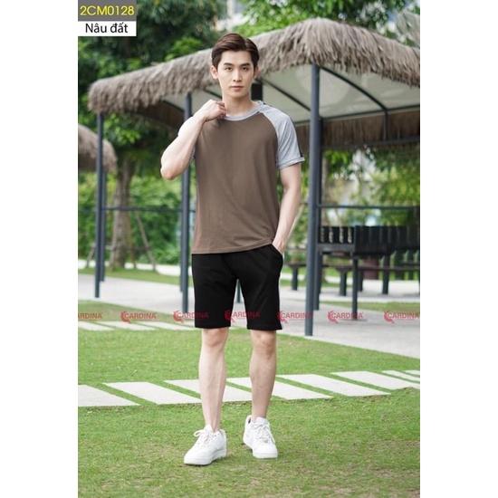 mã 2CM01 - Bộ thể thao nam cotton lửng phối tay CARDINA.Chất liệu Cotton Organic thoáng mát