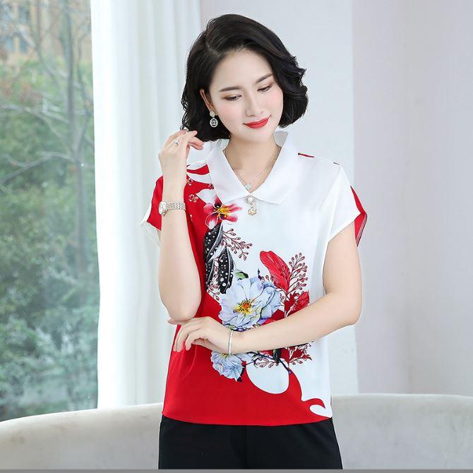 xả kho áo trung niên nữ in hoa Áo kiểu trung tuổi U40 U50 U60 cho mẹ thời trang đẹp mùa hè sang trọng hàng bom giá rẻ