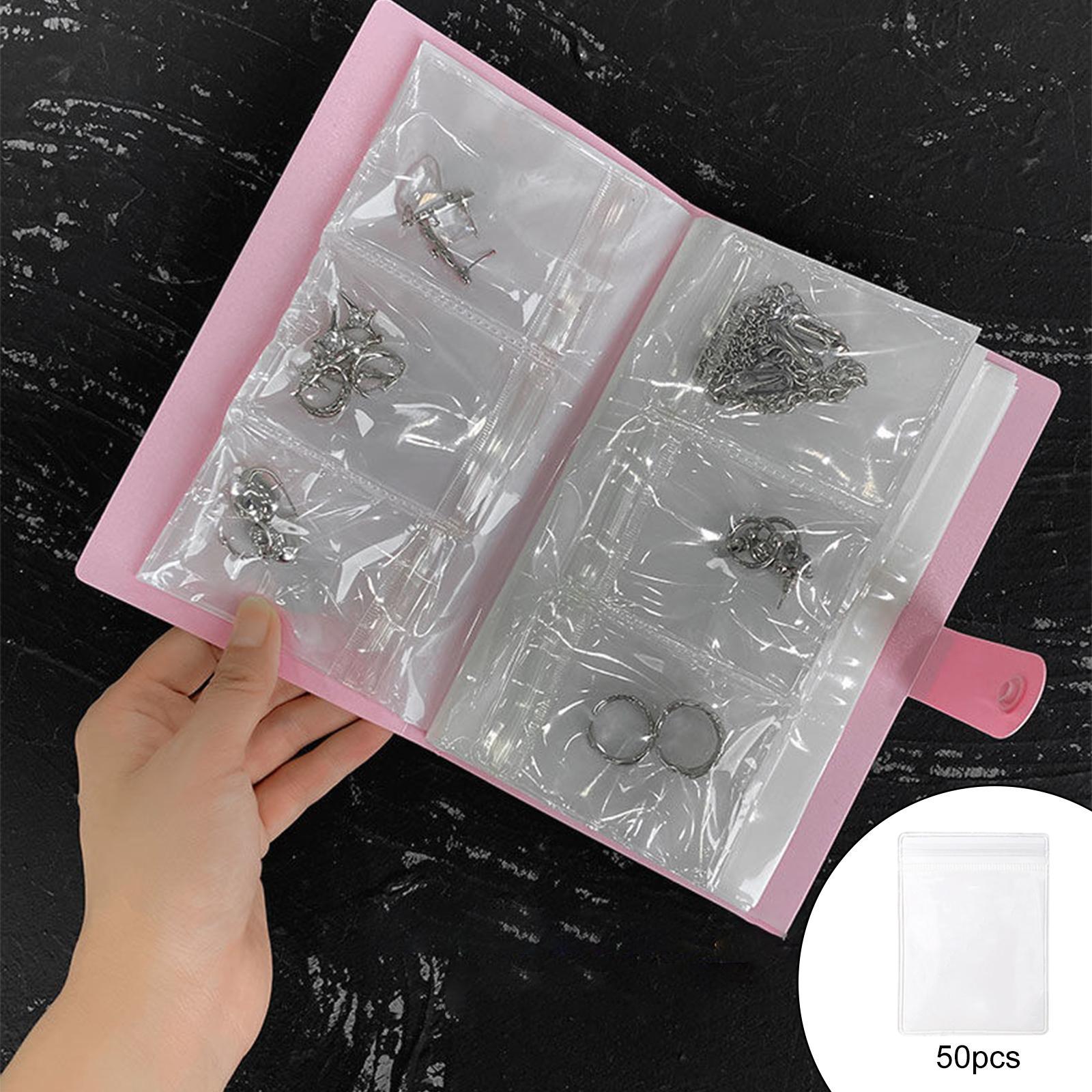 50Pcs Jewelry Bag Reusable Waterproof Earrings Packing Pouch for Necklace
