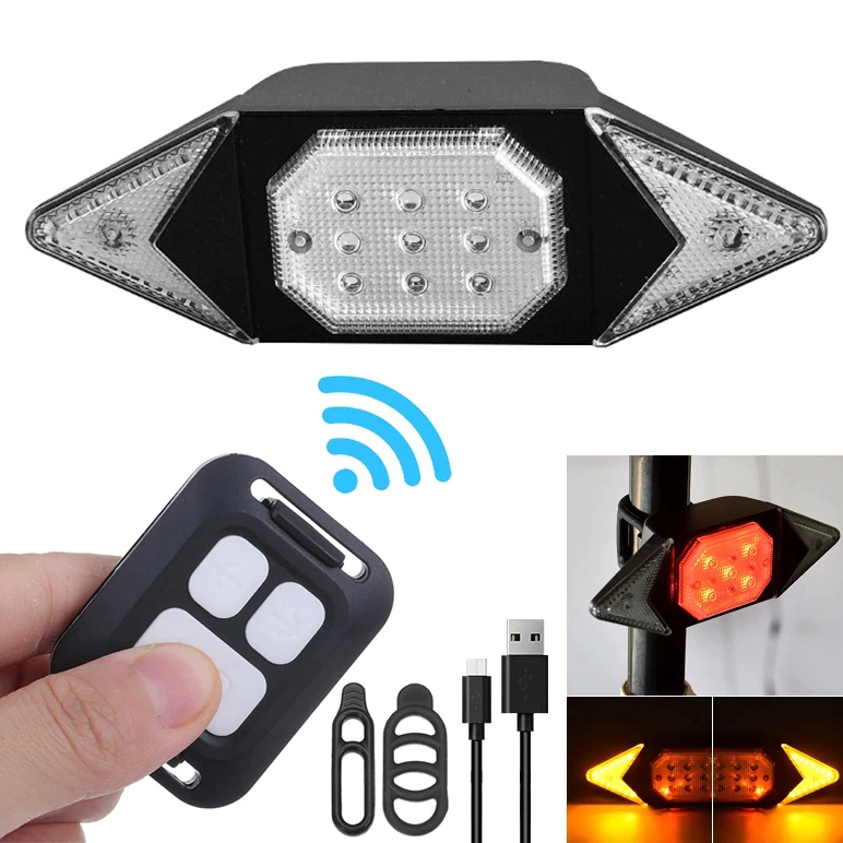 Đèn LED Xi Nhan Không Dây Rẽ Trái Phải Gắn Đuôi Xe Đạp Điều Khiển Không Dây Từ Xa Sạc Điện USB Mai Lee