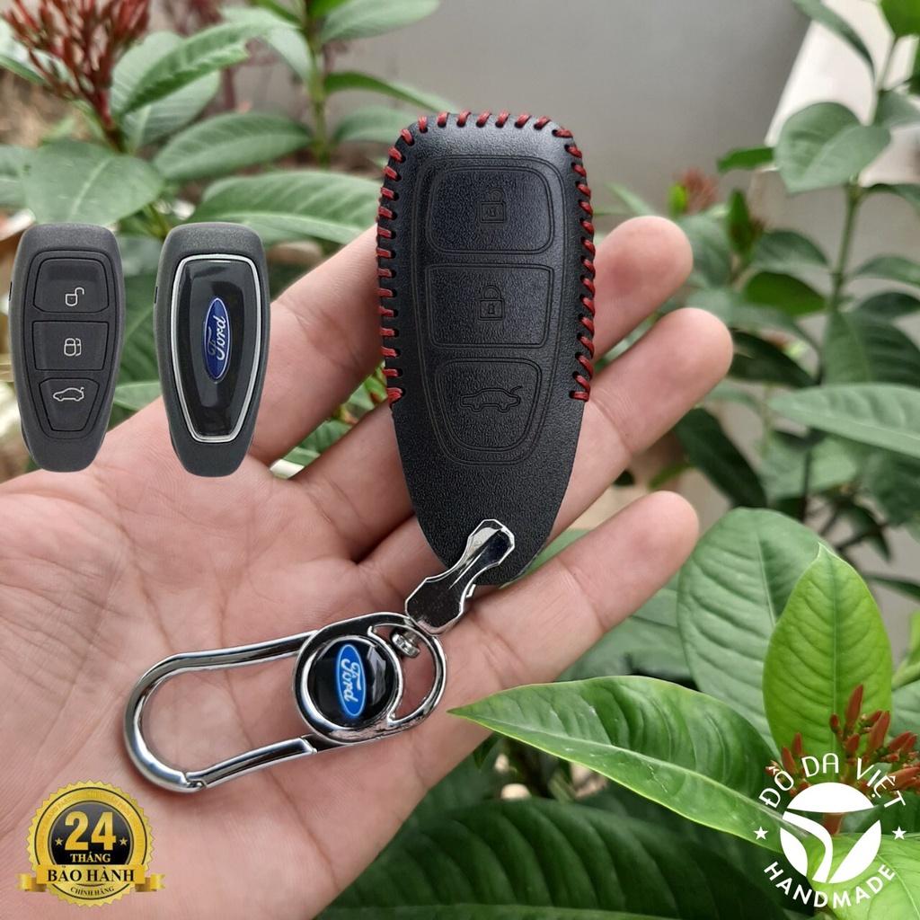 Bao Da Chìa Khóa FORD Ecosport, Fiesta, Focus. Da Bò Nhập Khẩu ITALIA, Khắc Tên + Số ĐT Chủ Xe