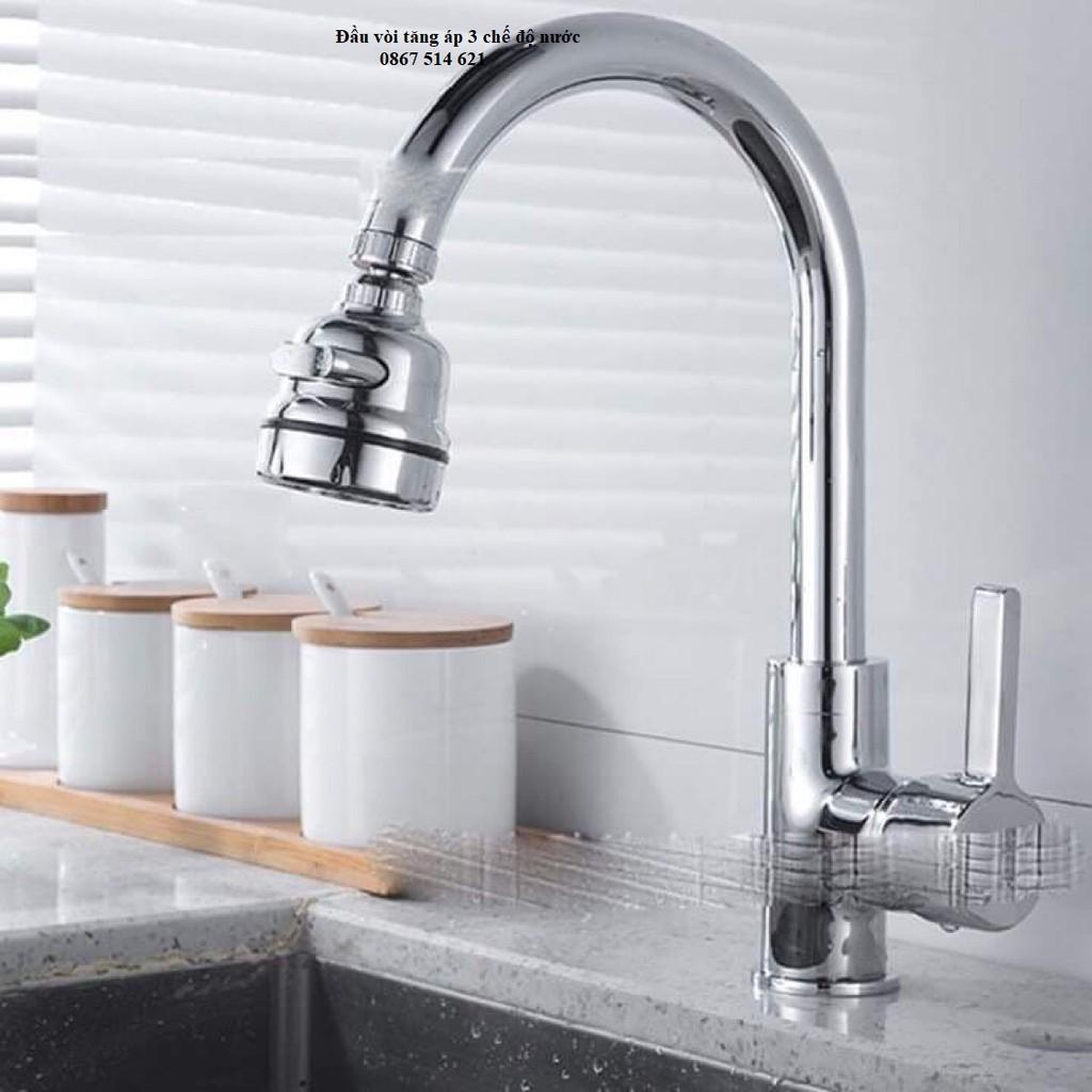 Đầu vòi tăng áp 3 chế độ nước, xoay điều hướng 360 độ, vòi rửa bát - KMISU thiết bị vệ sinh