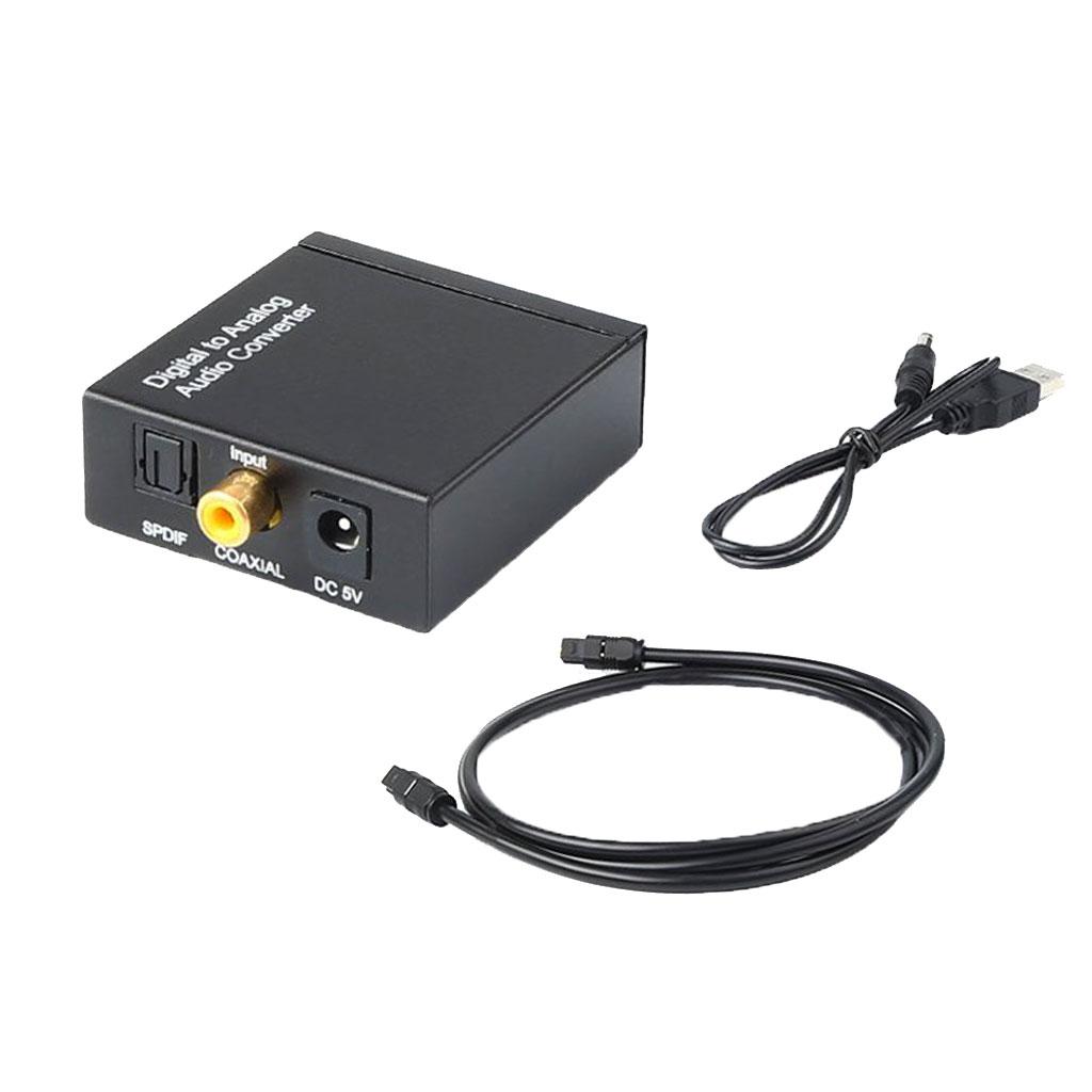 Digital to Analog Converter DAC Digital SPDIF Toslink to Analog Stereo Audio L/R Converter Adapter with Power Supply +Fiber Cable for PS3 HD DVD PS4 Home Cinema Systems AV Amps