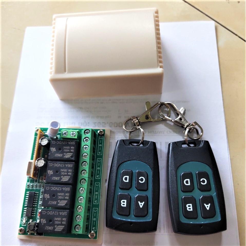 Bộ mạch công tắc điều khiển từ xa 4 kênh 12v lắp xe máy ô tô đa dụng loại tốt