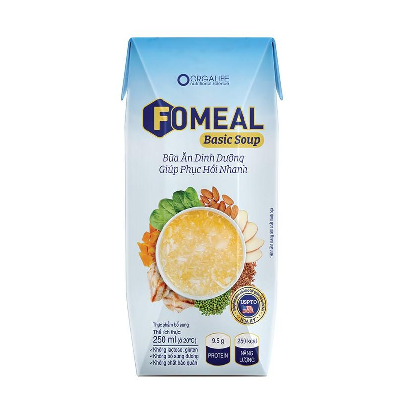 Thùng 30 hộp thực phẩm dinh dưỡng Fomeal Basic Soup 250ml/hộp - Bữa ăn thay thế, giúp người bệnh phục hồi nhanh chóng