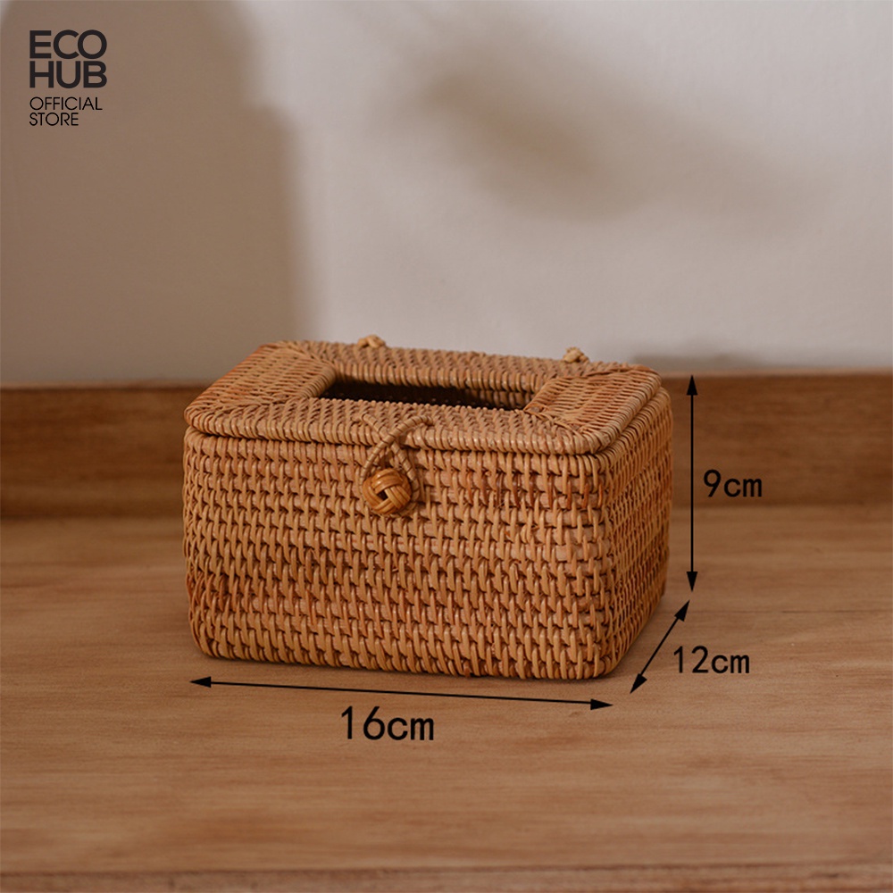 Hộp mây đựng khăn giấy ECOHUB thủ công (ECOHUB Rattan Tissue Box)