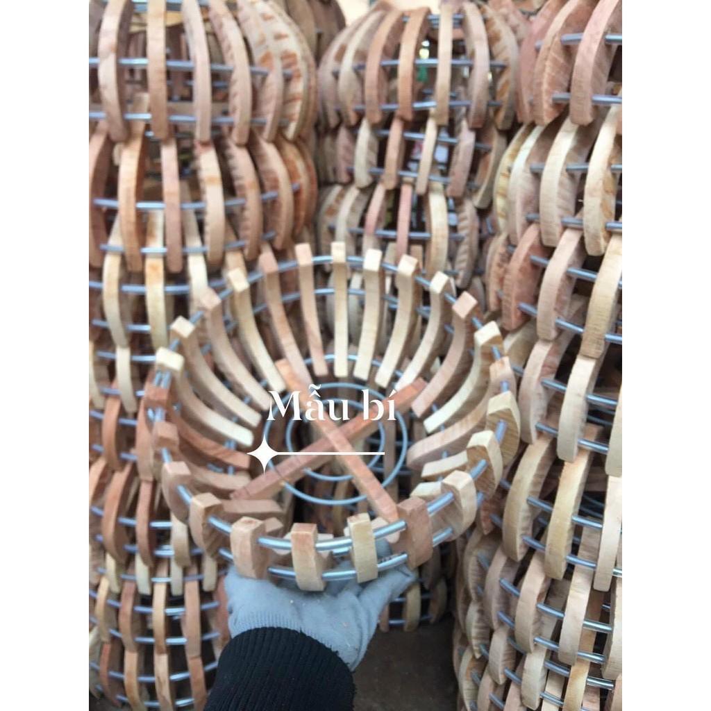 Chậu gỗ trồng lan kiểu Bí Size 25 - tặng lưới lót chậu, móc treo