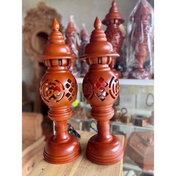 Đèn Thờ Gỗ Trạm chữ Phúc Lộc Thọ gỗ hương