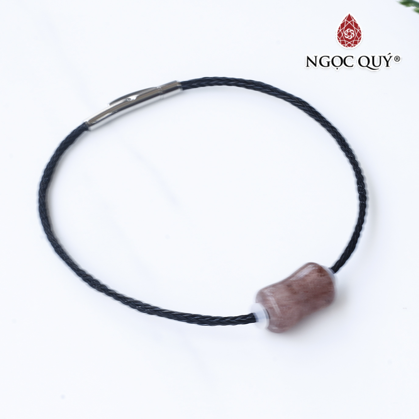 Vòng dây thép đá thạch anh dâu mệnh hỏa, thổ - Ngọc Quý Gemstones