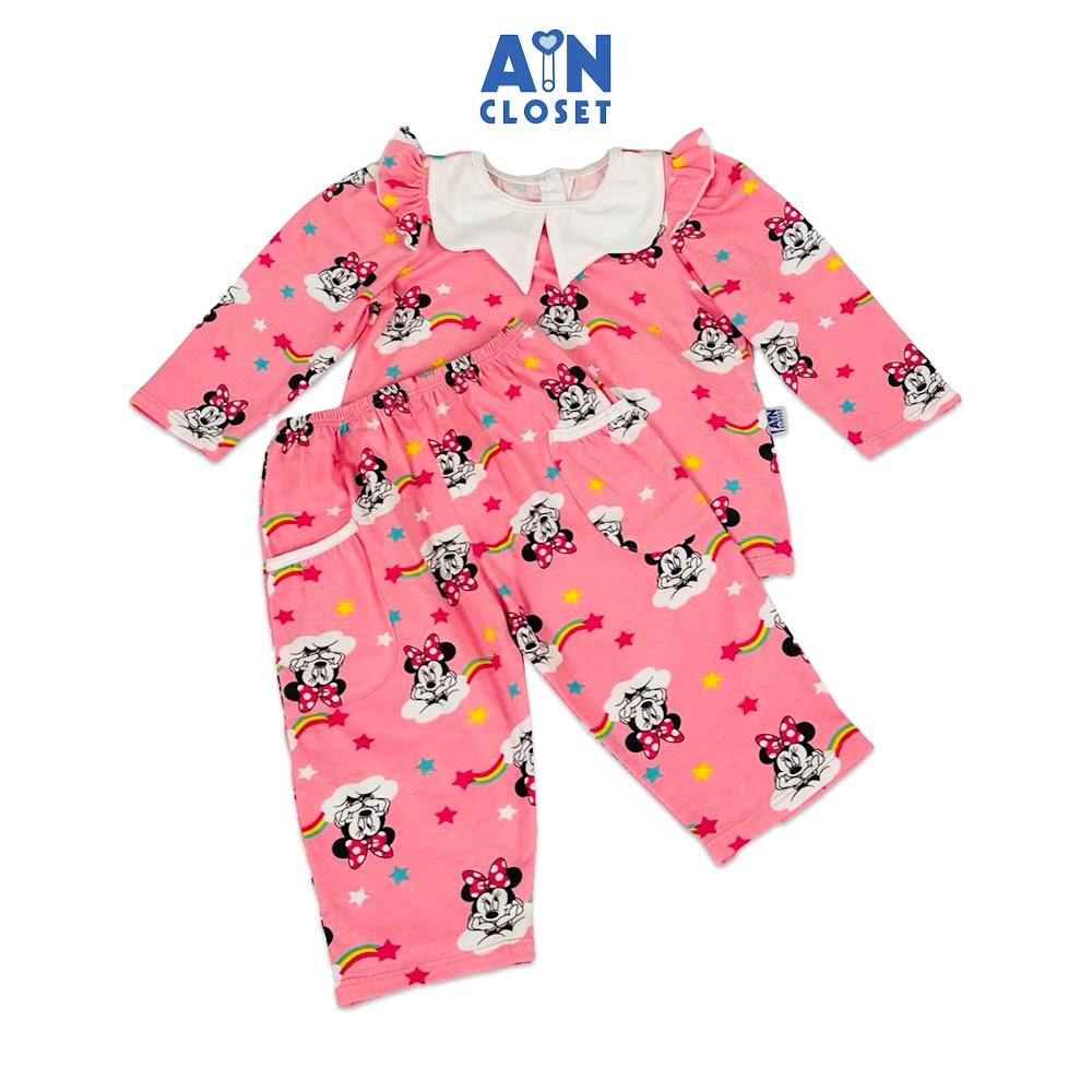 Bộ quần áo Dài bé gái họa tiết Mina Hồng thun cotton - AICDBGA38TAL - AIN Closet