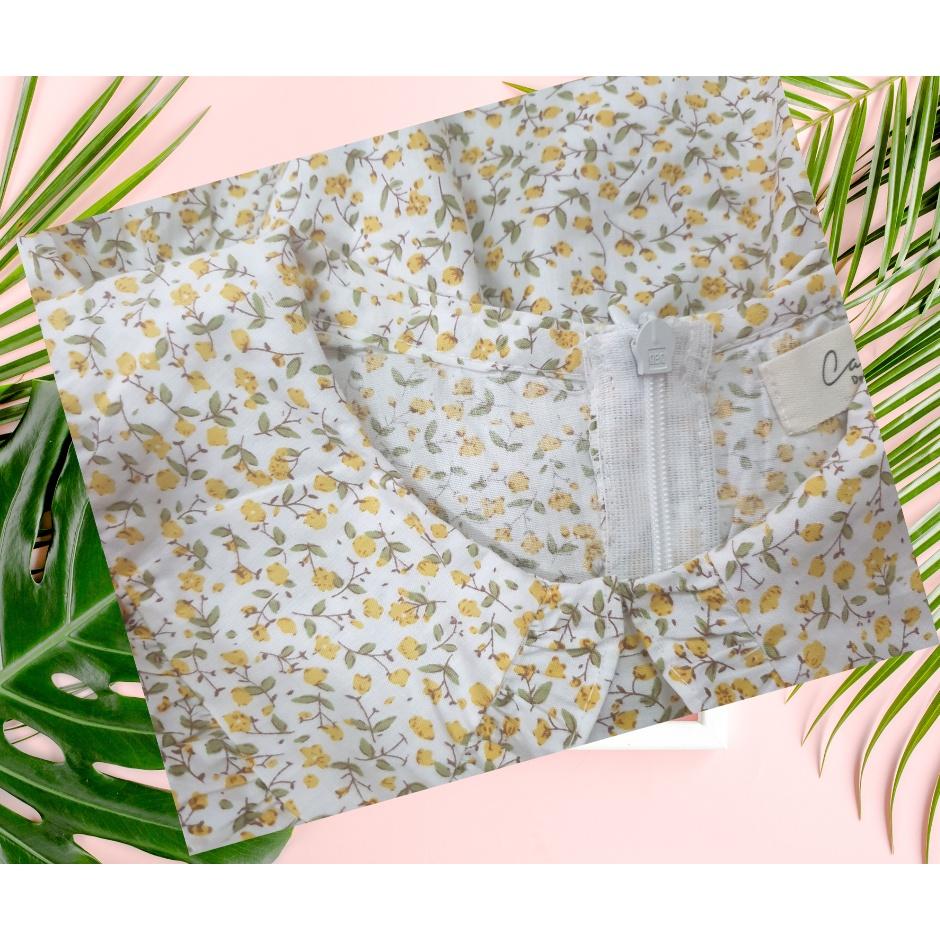 Váy bé gái tay lỡ,họa tiết hoa dáng baby doll chất thô cotton thấm hút mồ hôi