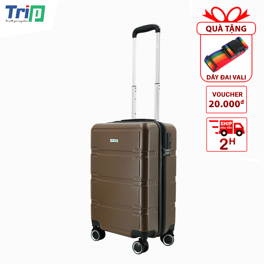 Tặng Dây Đai - Vali Kéo Trip P806 Nhựa Pcabs Chịu Lực Tốt - Bảo Hành 5 Năm - Hàng Chính Hãng - 20 Inch - Cafe