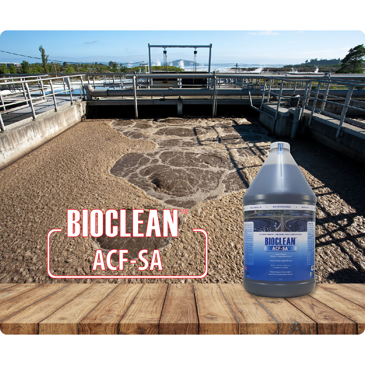 Vi sinh phân hủy bùn hữu cơ, giảm thể tích bùn trong hệ thống xử lý nước thải Bioclean ACF SA hàng Mỹ NSX Sun &amp; Earth Microbiology - chai gallon = 3,785 lít