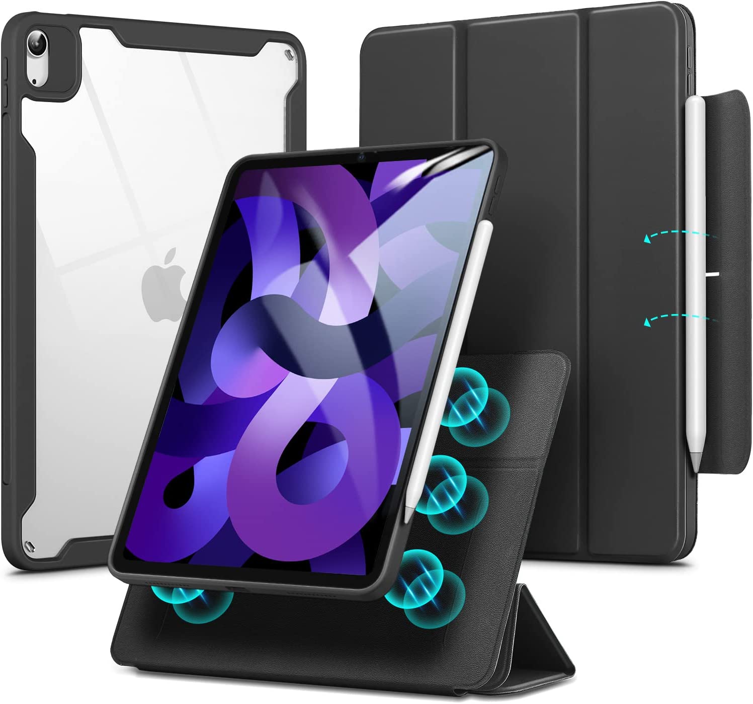 Bao da dành cho iPad 12.9" M2/M1/Pro 11" M2/M1/Air 5/Air 4/10.9" Gen 10/10.2"  nam châm 2 in 1 Hybrid 360 đa chức năng