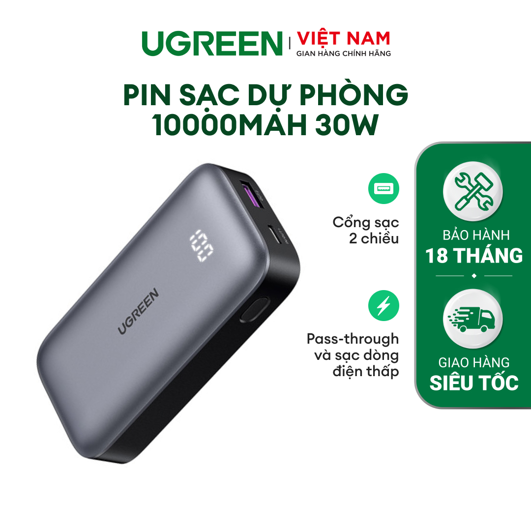 Pin sạc dự phòng 10000mAh UGREEN | Sạc nhanh 2 chiều | Sạc nhanh thông minh Power X | pin ATL | Hàng chính hãng - Bảo hành 18 tháng