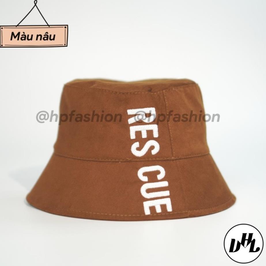 Mũ bucket ️Nón tai bèo vành tròn thêu chữ Rescue chất kaki Ulzzang form unisex nam nữ N13