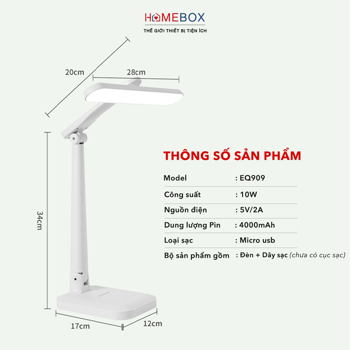 Đèn Học Để Bàn LED USB Di Động Cao Cấp Có Thể Gập Hai Chỗ JYoohome Đèn bàn học 03 Chế Độ Ánh Sáng Vàng Bảo Vệ Mắt Chống Cận - Hàng Chính Hãng