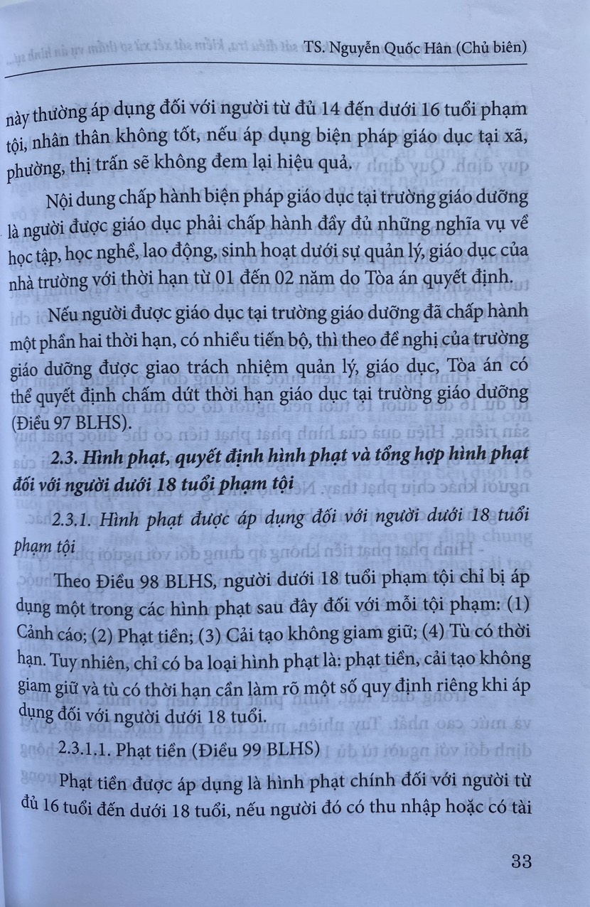 Kỹ Năng Thực Hành Quyền Công Tố, Kiểm Sát  Điều Tra, Kiểm Sát Xét Xử Sơ Thẩm Vụ Án Hình Sự Có Người Tham Gia Tố Tụng Là Người Dưới 18 Tuổi