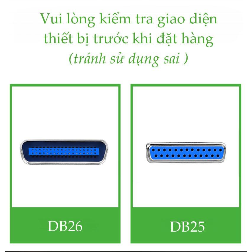 Cáp máy in UGREEN US167 20793 dài 1m USB 2.0 sang cổng BD25 Parallel - Hàng chính hãng