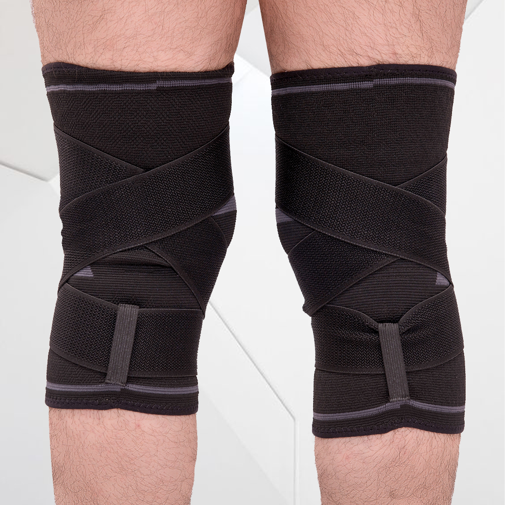 Bó gối thể thao GoodFit 2 trong 1 GF511K (1 chiếc) Bó gối, băng gối thể thao GoodFit dày dặn co giãn 4 chiều, bó gối bóng chuyền kèm dây quấn trợ lực chắc chắn