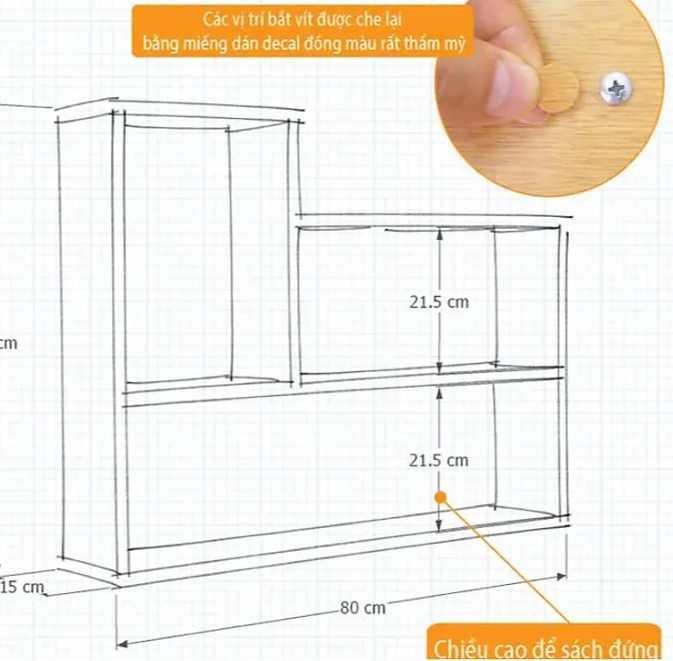 Kệ Để Sách Treo Tường Hiện Đại Tundo CTKT181 KT 62cm x 80cm x 15cm