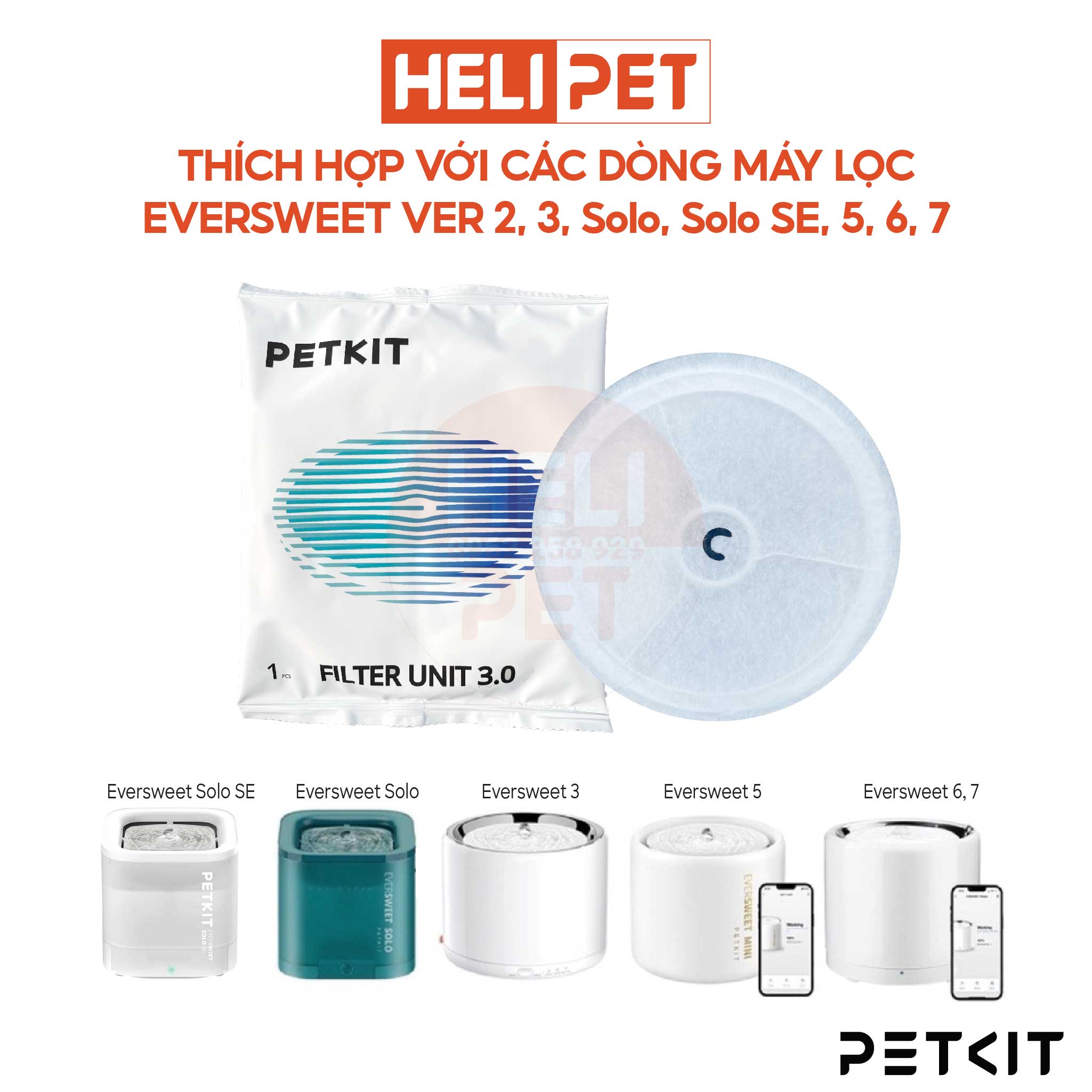 Lõi Lọc Nước PETKIT Dùng Cho Eversweet Solo, Solo SE, 2, 3, 6,7 thế hệ 3.0 - HeLiPet