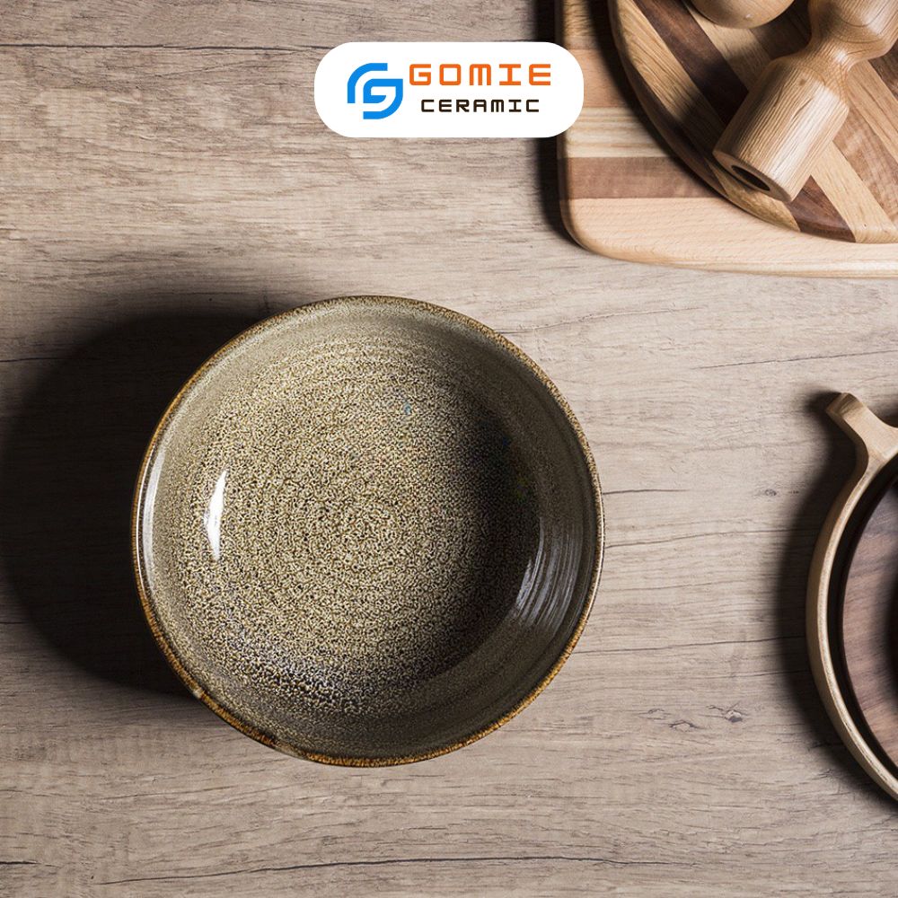 Bát Tô Nông 2 Size men gấm vàng - Bát Tô Nông Men Gấm Vàng Cao Cấp