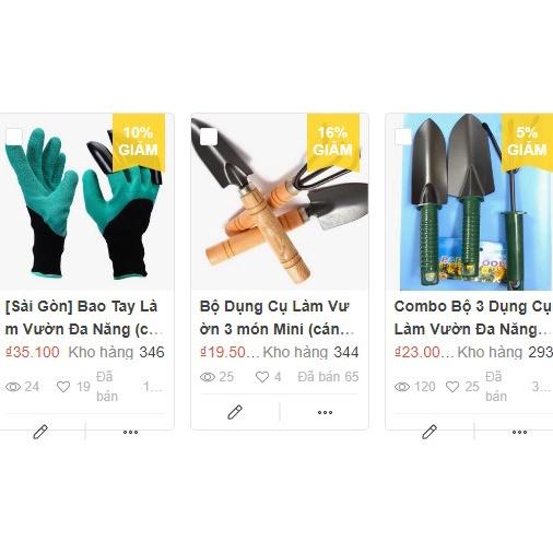 Combo Bộ 3 Dụng Cụ Làm Vườn Đa Năng - Loại 1 rất dày Thép sơn không rỉ - Set of 3 Garden Tools (Size lớn: 265x80)