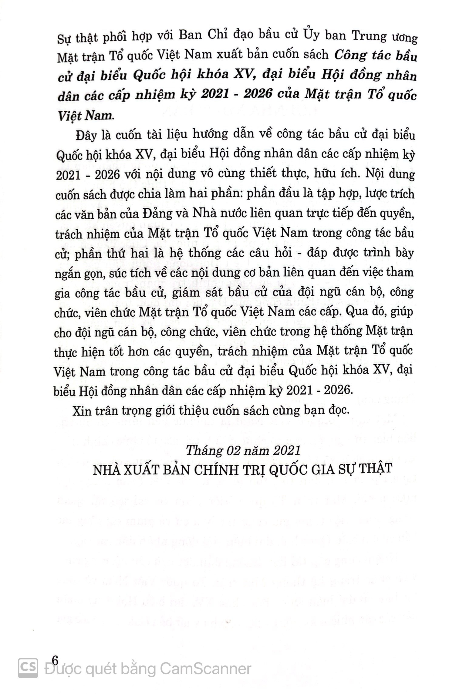 Công tác bầu cử đại biểu Quốc hội khóa XV, đại biểu Hội đồng nhân dân các cấp nhiệm kỳ 2021 - 2026 của Mặt trận Tổ quốc Việt Nam