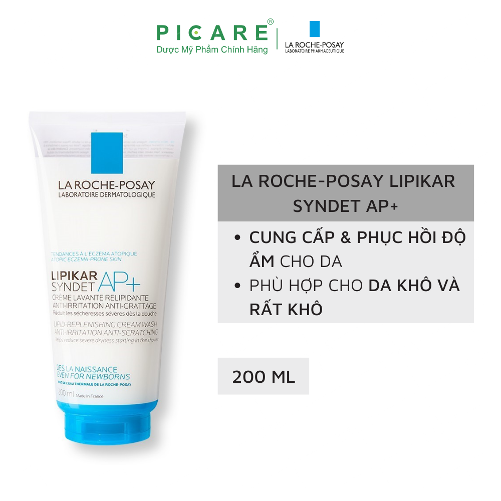 Sữa Rửa Mặt Và Tắm Cho Da Khô, Da Nhạy Cảm, Mẫn Ngứa La Roche-Posay Lipikar Syndet AP+ Cream (200ml)