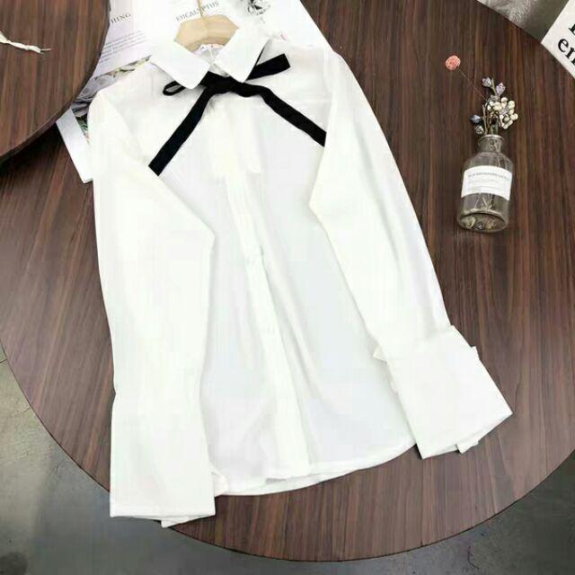 Áo sơ mi buộc nơ dễ thương
