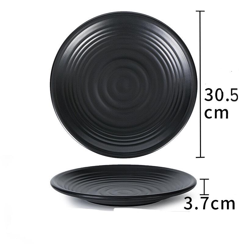Đĩa Nhựa Phíp Melamine Tròn Đen Nhám đủ size nhỏ