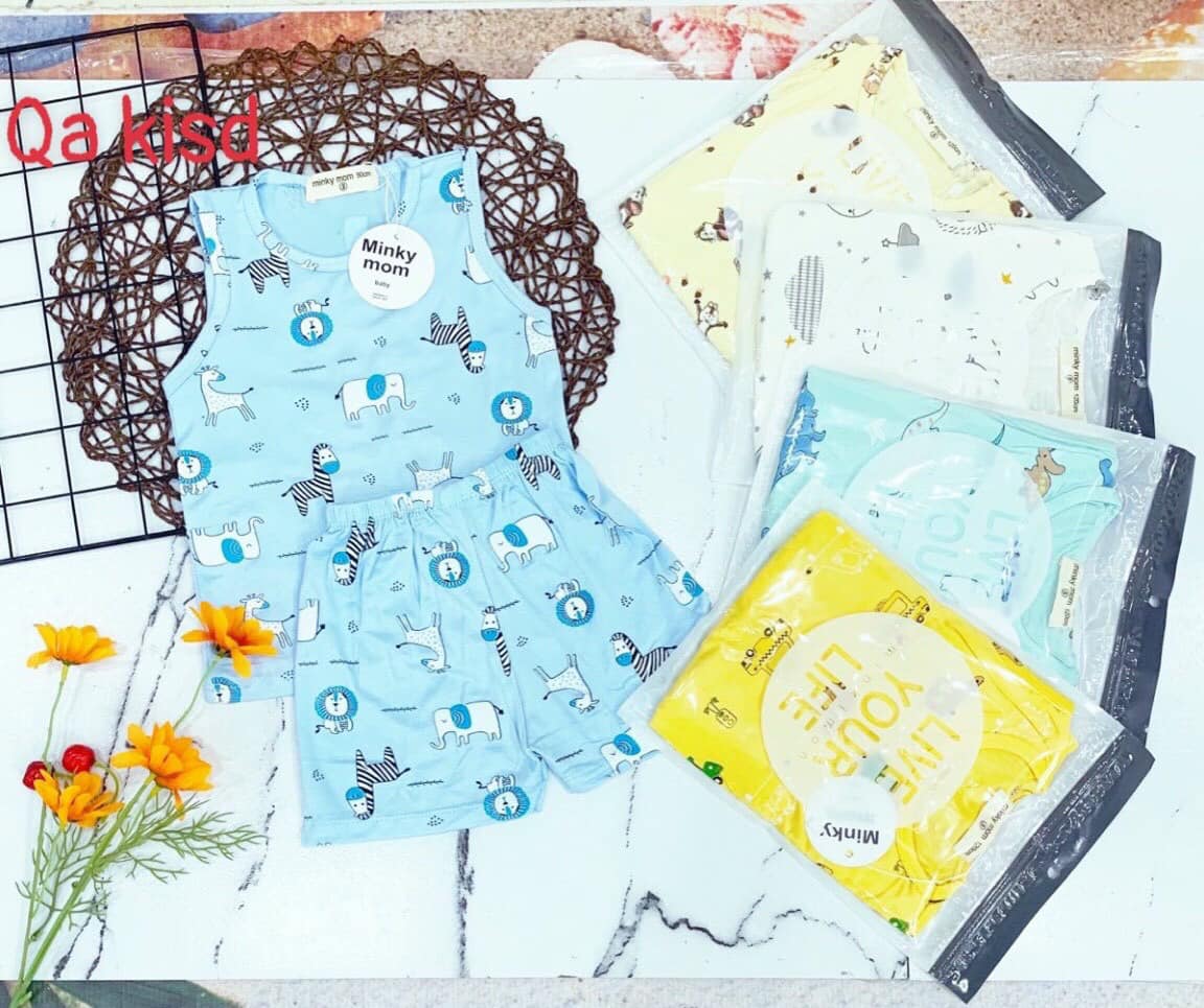 Set bộ Thun lạnh Minky mom ba lỗ hàng cao cấp loại 1