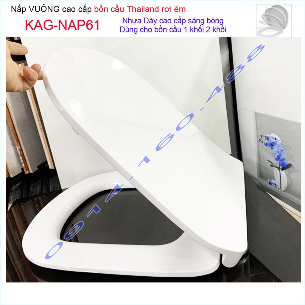 Nắp đậy bồn cầu vuông Thailand KAG-NAP61, nắp cầu rơi êm vuông đầu Thái Lan