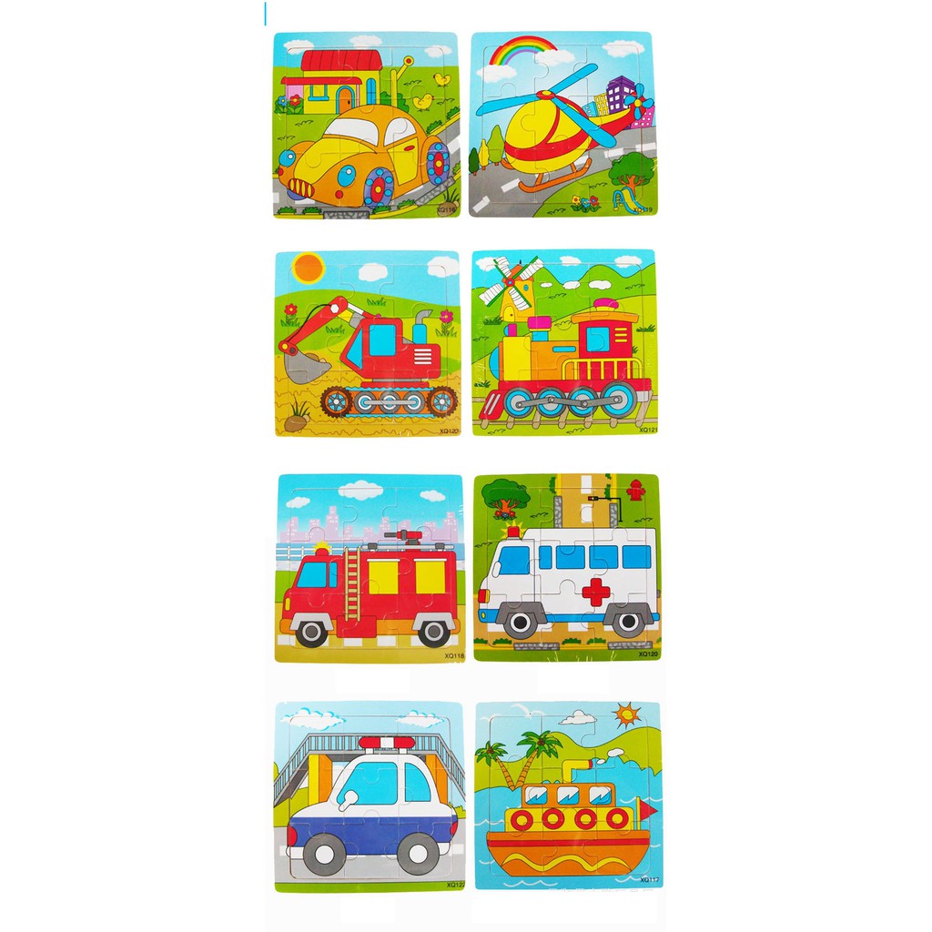 Bộ 8 Tranh Ghép 9 Mảnh Phương Tiện Giao Thông