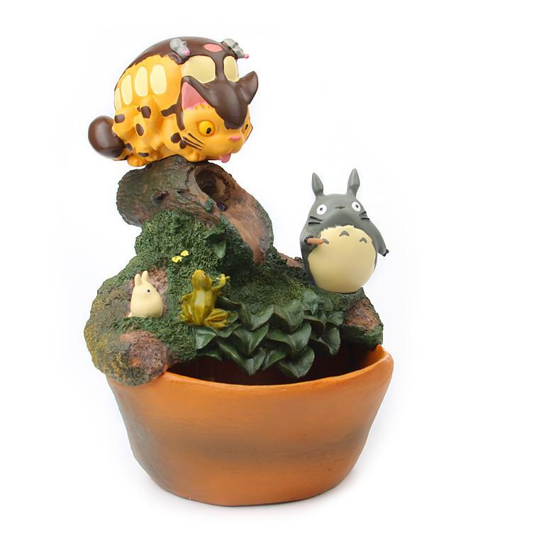 KHO-HN * Chậu cảnh Totoro và mèo xe Bus có dòng nước chảy tuần hoàn trang trí phong thủy cho góc làm việc