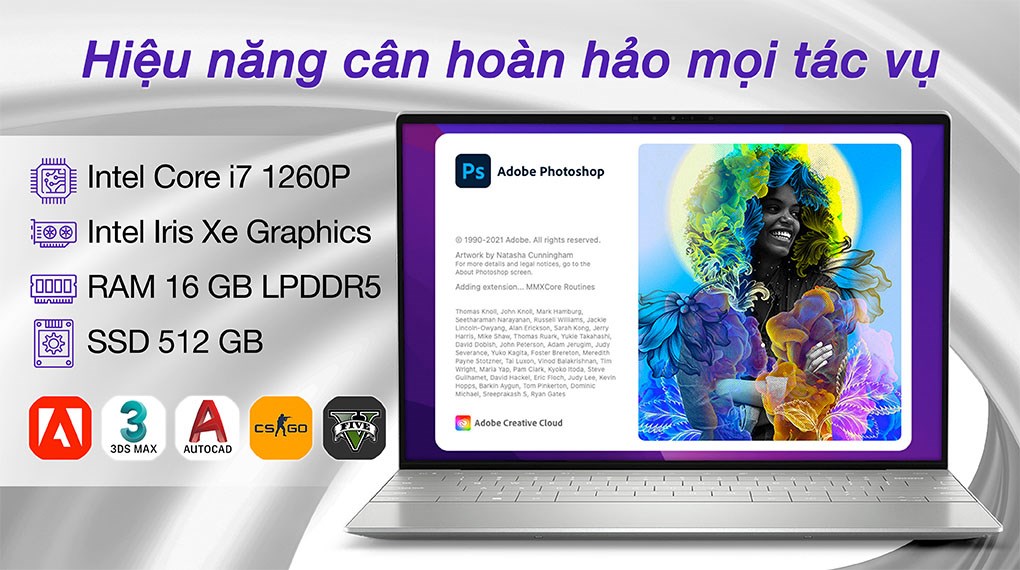 Máy Tính Xách Tay Màn Hình Cảm Ứng Laptop 2 Trong 1 Dell XPS Plus 13 9320 5CG56 Core i7-1260P/16GD5/512GSSD/13.4T/3.5K/OLED/ALU_CB/IPS/FP/55W/W11SL+OFFI/LED_KB/BẠC - Hàng Chính Hãng