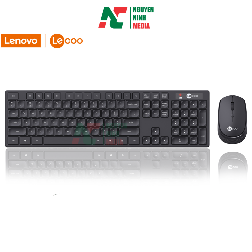 Bộ Phím Chuột Văn Phòng Không Dây Lenovo Lecoo KM2001 - Hàng Chính Hãng