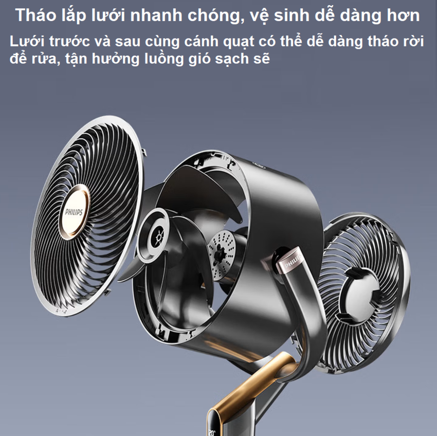Quạt tuần hoàn 3D kiêm lọc không khí động cơ biến tần cao cấp thương hiệu Hà Lan Philips ACR4242CFD Serial 4000 - Hàng nhập khẩu