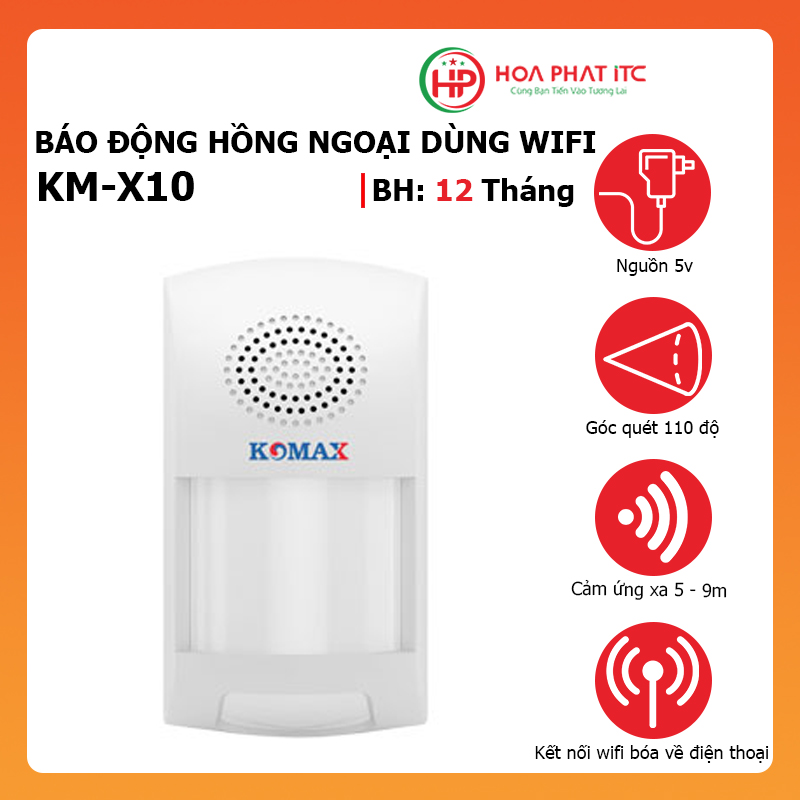 Báo động hồng ngoại dùng wifi Komax KM-X10