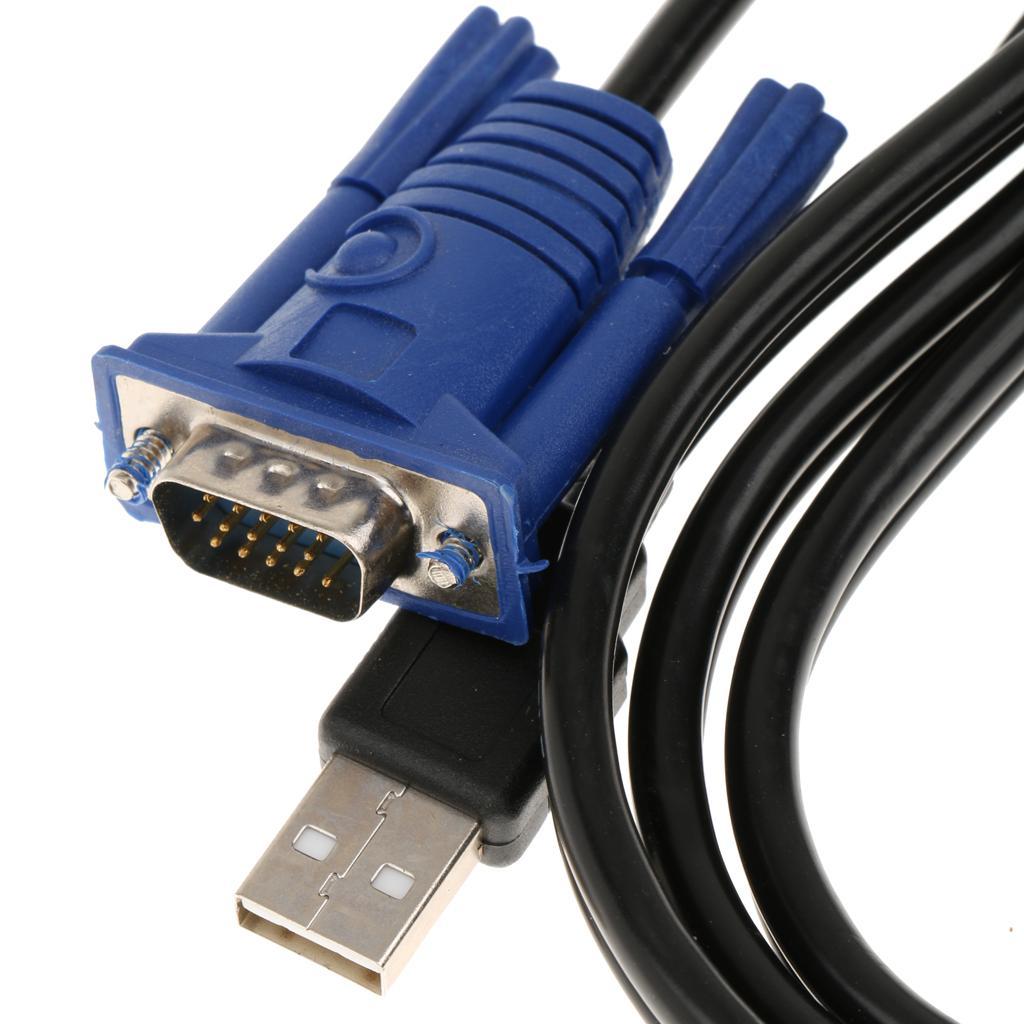 2 Port USB VGA KVM Switch with Cables Mouse Keyboard Monitor Plug & Play