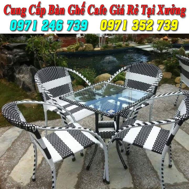 Bàn ghế cafe nhựa giả mây sân vườn