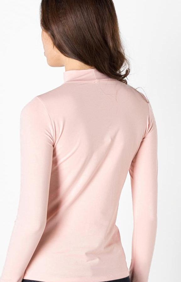 Áo giữ nhiệt nữ dài tay cổ cao Vicci vải cotton co giãn, mềm mịn ôm dáng màu HỒNG PHẤN